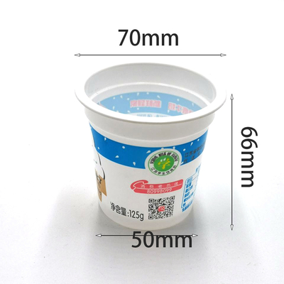 食品等級のアルミ ホイルのふたが付いているプラスチック コップの100mlによってカスタマイズされるプラスチック ヨーグルトのミルク飲み物のコップ