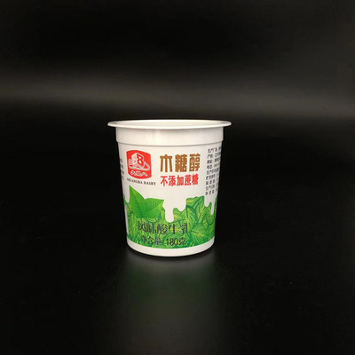 食品等級のアルミ ホイルのふたが付いているプラスチック コップの180mlによってカスタマイズされるプラスチック ヨーグルトのミルク飲み物のコップ